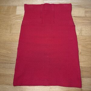 Ganni Textured Waffle Knit Pencil Skirt Red XS EUC Scandi Cool Girl Designer